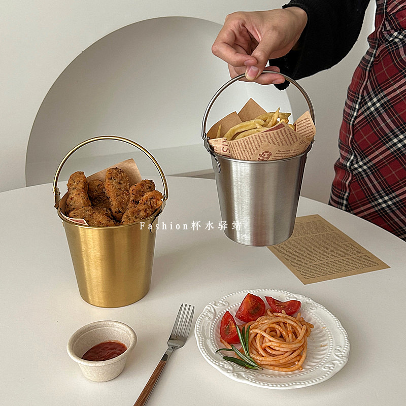 韩版ins风不锈钢冰桶 网红炸鸡小吃桶 啤酒金属桶 餐厅薯条食品桶