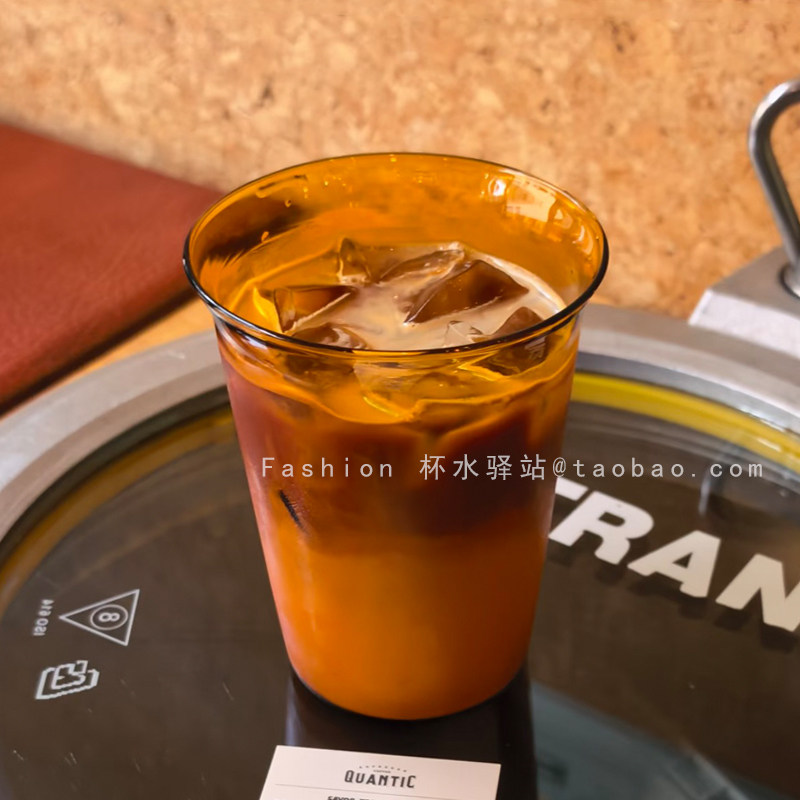 简约琥珀色耐热玻璃咖啡杯