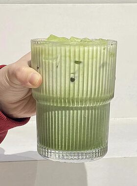 简约条纹杯饮品杯玻璃杯