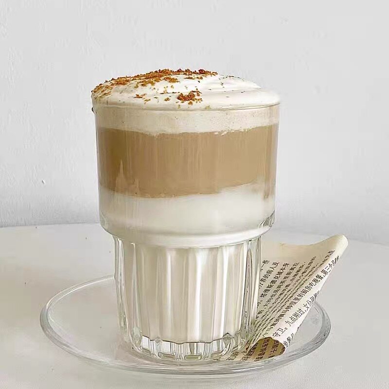 ins网红玻璃咖啡杯餐厅奶茶杯热饮杯果汁杯奶昔杯拿铁杯苏打水杯