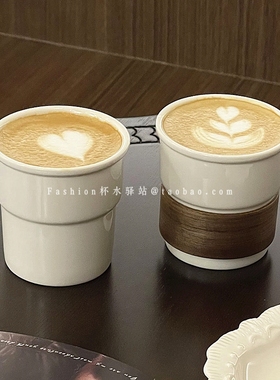 冰美式咖啡杯ins简约白色陶瓷手握杯拿铁杯陶瓷防烫水早餐牛奶杯