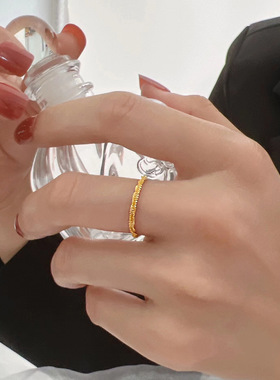 满天星钛钢镀18k金轻奢小众戒指