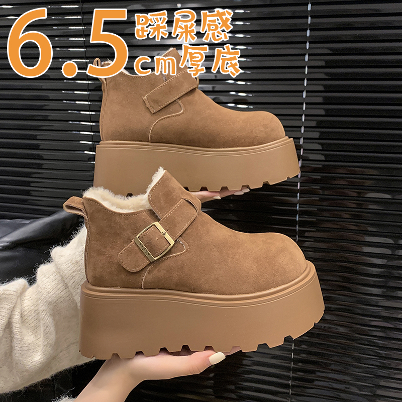 秋冬加绒乐福鞋34码毛毛棉鞋