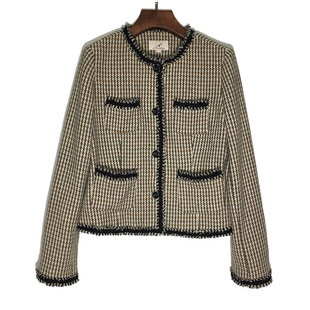 气质上衣女装 修身 短外套 小香风日韩港风花呢名媛时尚 古着vintage