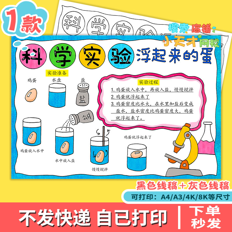 科学实验浮起来的鸡蛋手抄报模版电子版生活中的科学浮力小报f345