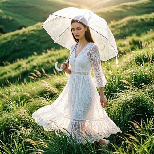 英女王同款鸟笼透明伞英国女王同款拱形360度无死角防雨伞