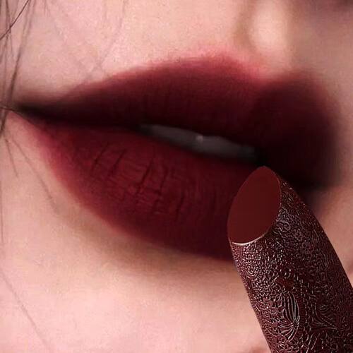 姨妈色口红牛血红色复古红高档