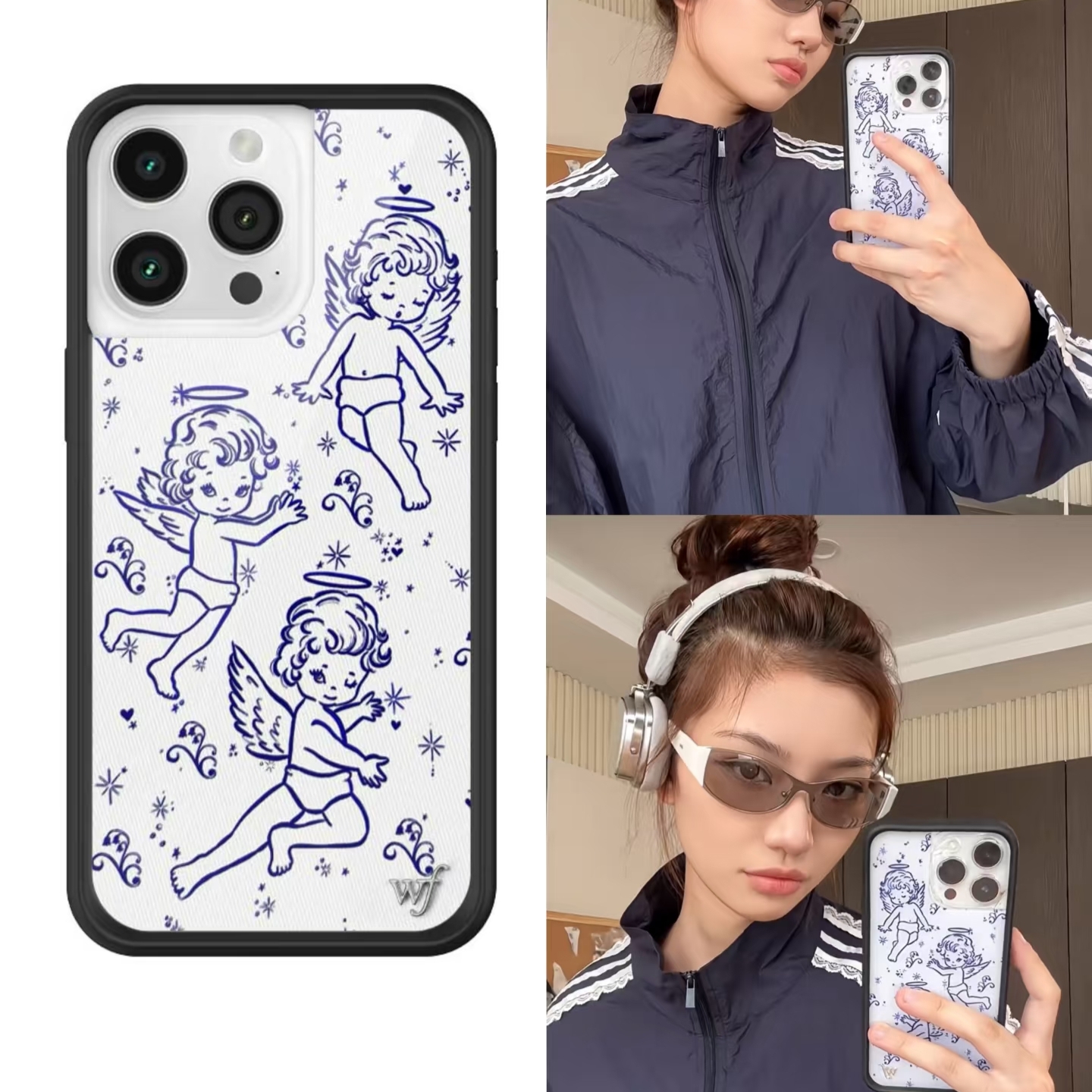 Wildflow壳黄饱饱同款Cherubs三只天使壳适用iPhone17/16/15ProMax/plus苹果14Pro百搭欧美防摔保护套13