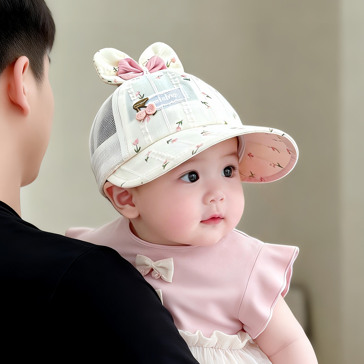 宝宝遮阳帽子夏季薄款透气网眼大帽檐鸭舌帽女儿童韩系防晒太阳帽