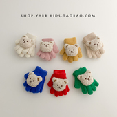 小熊宝宝手套冬天保暖毛绒儿童五指秋冬季 护手男童女童户外出游潮