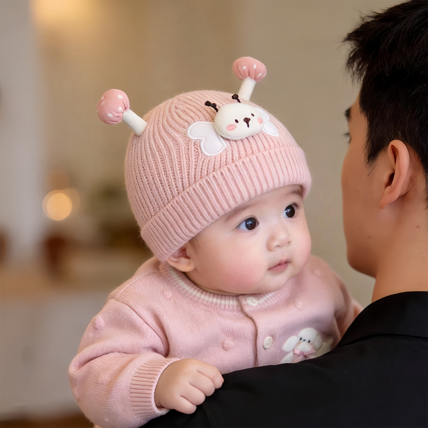 婴幼儿帽子秋冬款保暖加厚针织套头毛线帽男女宝宝小月龄防风胎帽