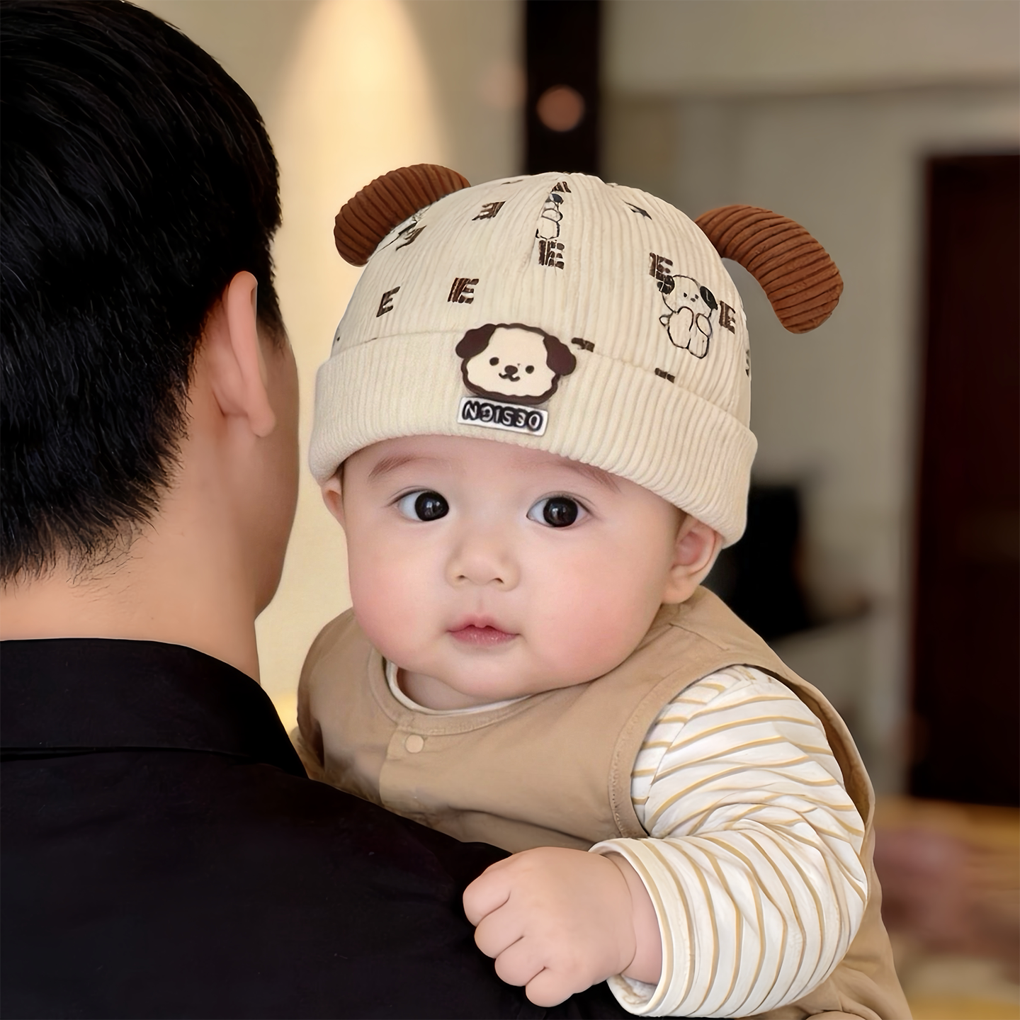 婴儿帽子秋冬款保暖加厚灯芯绒地主帽男孩女宝宝小月龄防风瓜皮帽