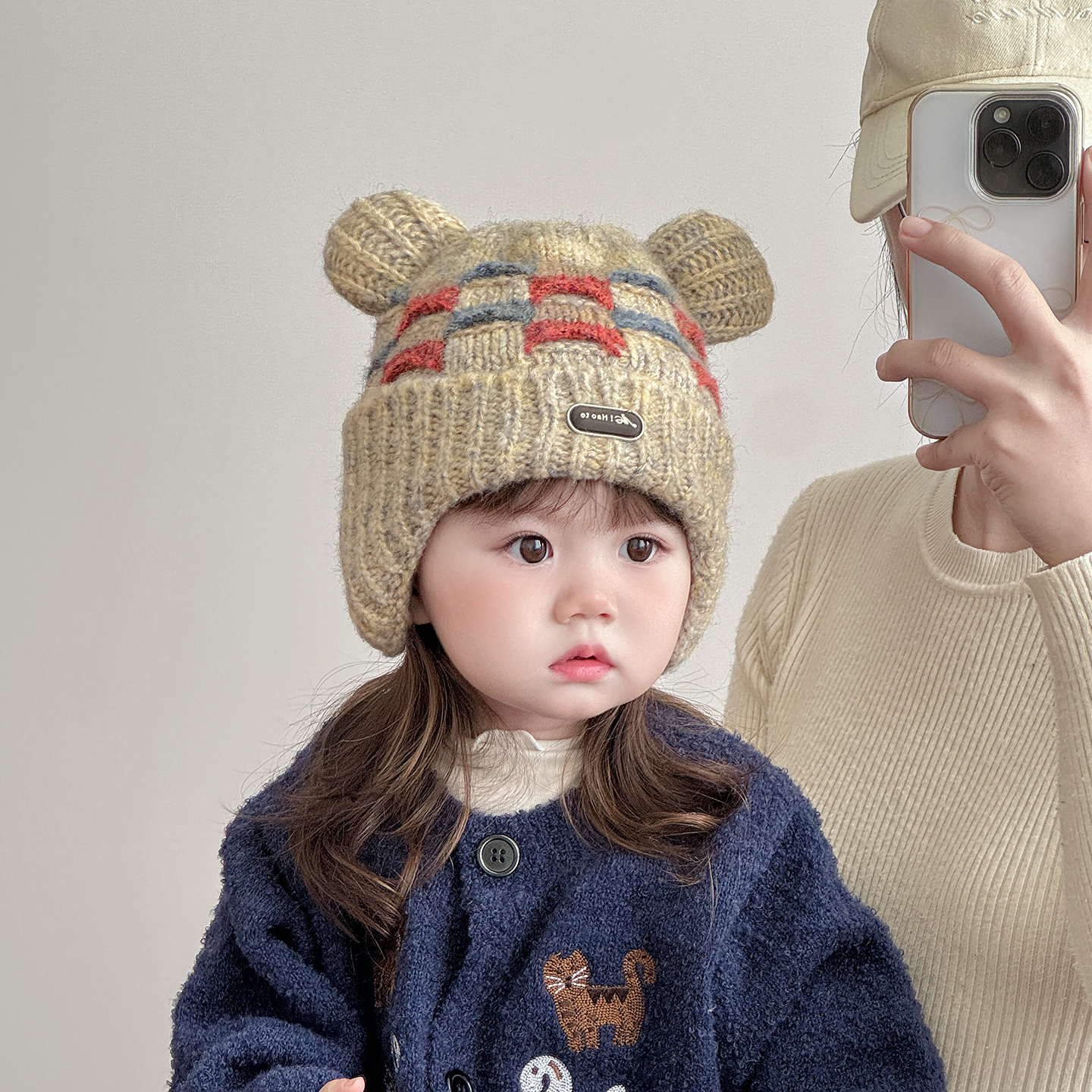 儿童可爱帽子秋冬季保暖加厚针织护耳帽男女宝宝出游防风毛线帽潮