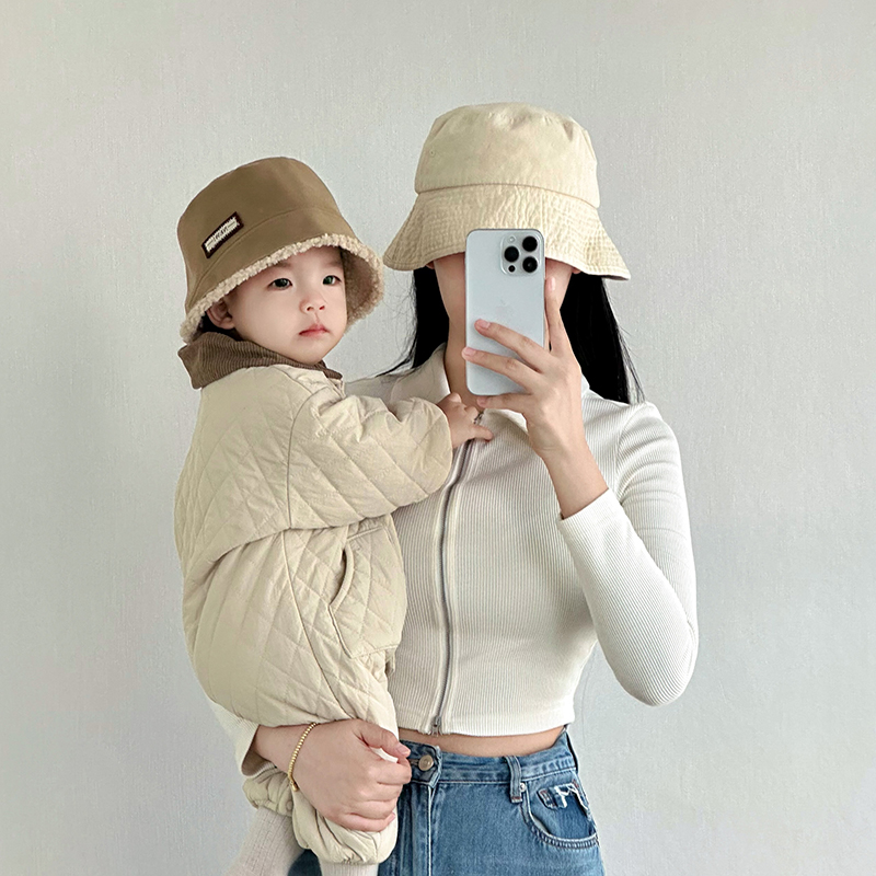 儿童帽子秋冬季加绒水桶帽男女宝宝保暖防风渔夫帽韩系字母盆帽潮