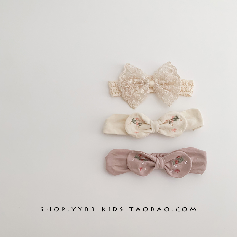 韩系小清新公主婴儿发带女宝宝头饰松紧发饰新生夏季薄款护囟门帽