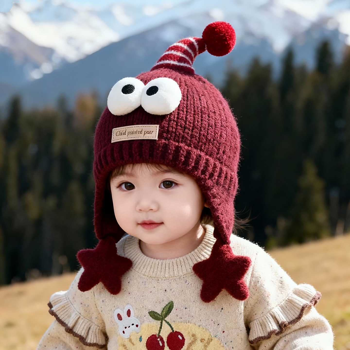 儿童可爱帽子秋冬季保暖加厚针织护耳帽男婴女宝宝防风韩版毛线帽