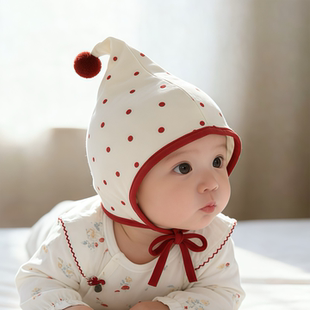 韩系婴儿帽子春秋薄款 遮阳护囟门精灵帽男女宝宝小月龄包头胎帽夏