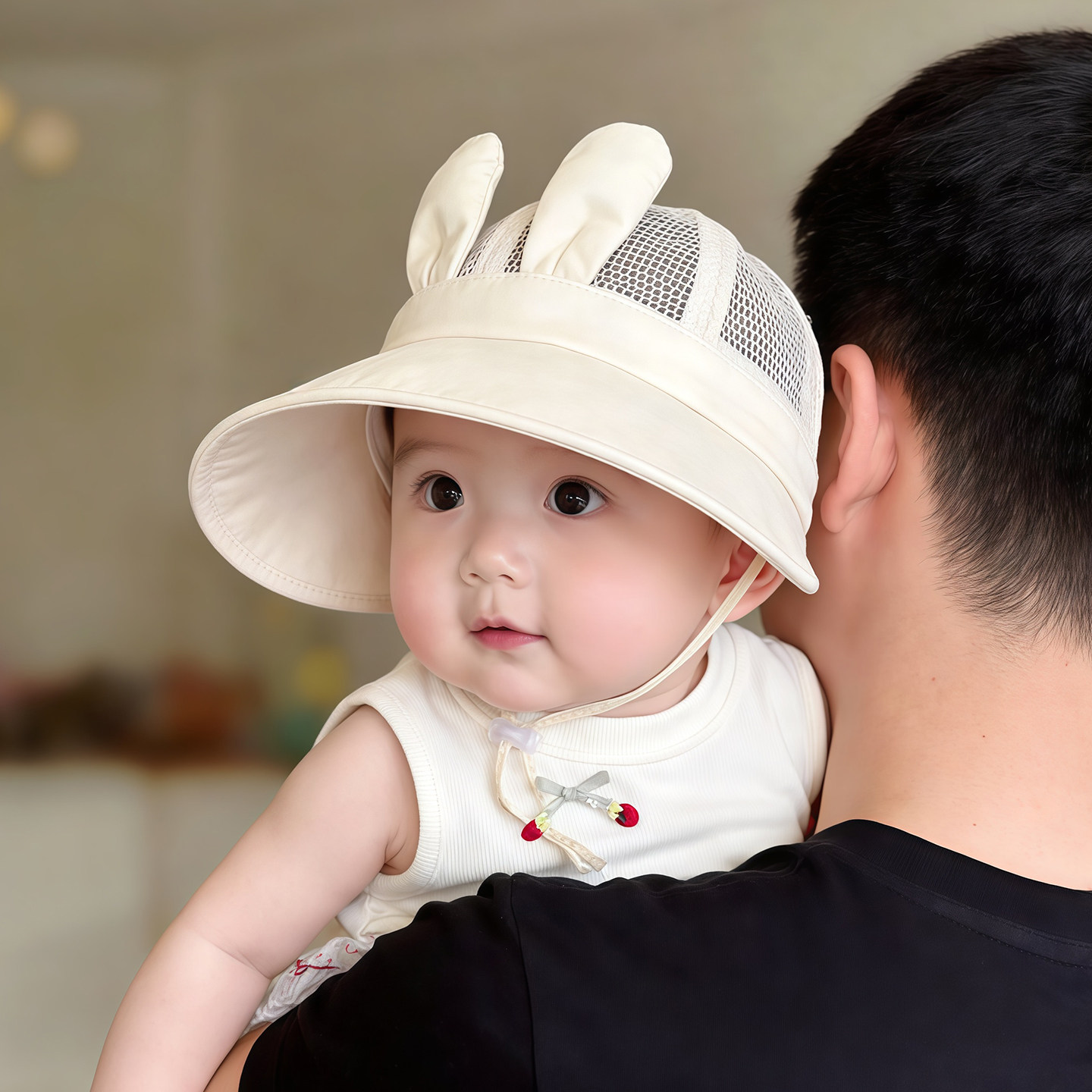 儿童可爱遮阳帽子夏季薄款透气网眼大帽檐鸭舌帽女宝宝防晒太阳帽