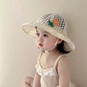 女宝宝帽子夏季 透气网眼大檐防晒遮阳渔夫帽女童可爱甜美太阳帽春