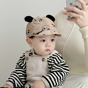 婴儿帽子春秋季可爱超萌软檐鸭舌帽男童女宝宝遮阳防风秋冬棒球帽