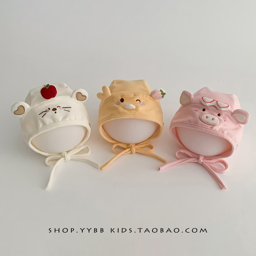 婴幼儿帽子秋冬款可爱卡通护耳包头帽男女宝宝小月龄保暖防风胎帽