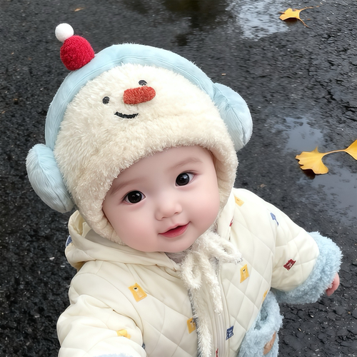 儿童帽子秋冬季保暖加厚针织护耳毛绒帽男女宝宝可爱防风毛线帽潮