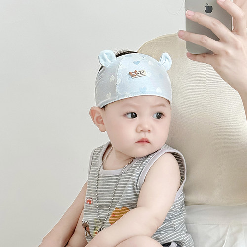 婴儿帽子夏季护囟门新生发带胎帽男女宝宝小月龄空调居家帽空顶帽