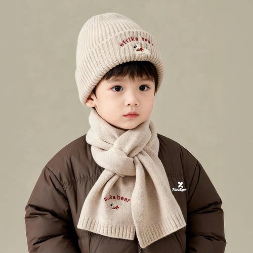 儿童帽子秋冬季保暖加厚针织套头帽男女宝宝出游防风护耳毛线帽潮