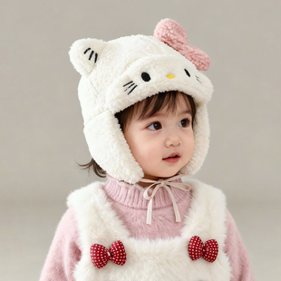 宝宝帽子秋冬季保暖加厚羊羔绒护耳毛绒帽女儿童可爱防风雷锋帽潮