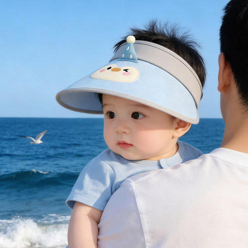 宝宝遮阳帽子夏季薄款大帽檐鸭舌空顶帽男孩女儿童出游防晒太阳帽