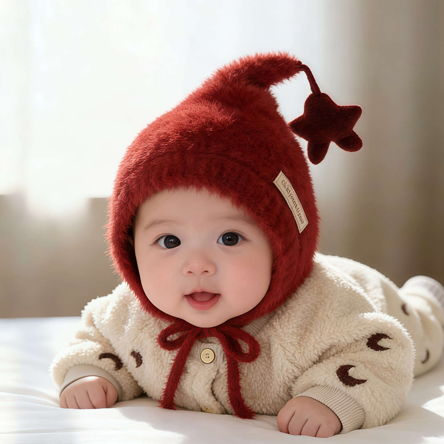 儿童红色帽子秋冬季保暖针织护耳毛绒帽男婴女宝宝防风新年毛线帽,童装/婴儿装/亲子装,帽子,淘宝优惠券,粉丝福利购,淘宝优惠卷