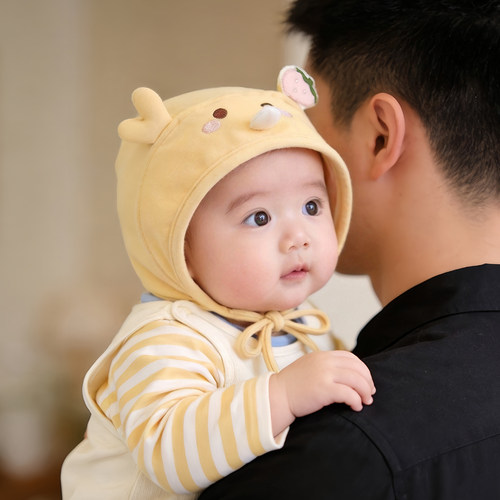 婴幼儿帽子秋冬款可爱卡通护耳包头帽男女宝宝小月龄保暖防风胎帽
