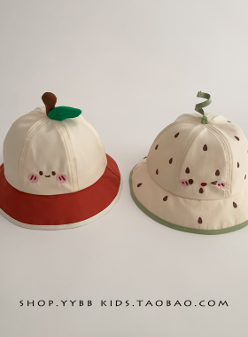 宝宝可爱遮阳帽子春秋薄款防晒渔夫帽男女儿童出游夏天太阳盆帽潮