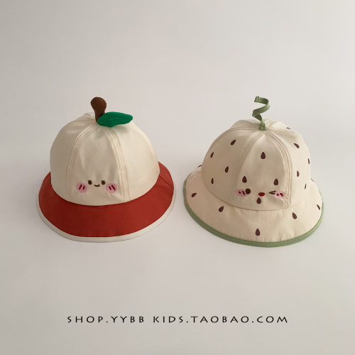 宝宝可爱遮阳帽子春秋薄款防晒渔夫帽男女儿童出游夏天太阳盆帽潮