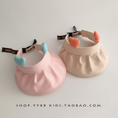 女宝宝帽子夏季 大檐遮阳防晒冰丝空顶帽女童可爱爱心太阳帽潮 薄款