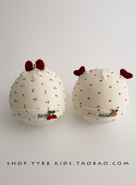 婴幼儿帽子春秋薄款可爱蝴蝶结胎帽女宝宝小月龄0-3新生护囟门帽