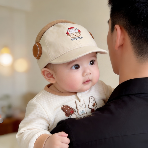 婴儿帽子春秋款可爱超萌遮阳防风鸭舌帽男孩女宝宝小月龄棒球帽冬