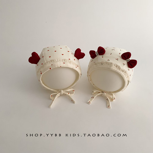 婴儿帽子春秋薄款甜美可爱护囟门胎帽女宝宝小月龄新生宫廷包头帽