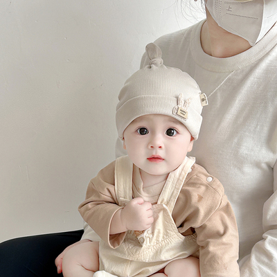 婴幼儿帽子春秋季护囟门新生儿胎帽男女宝宝小月龄可爱打结套头帽