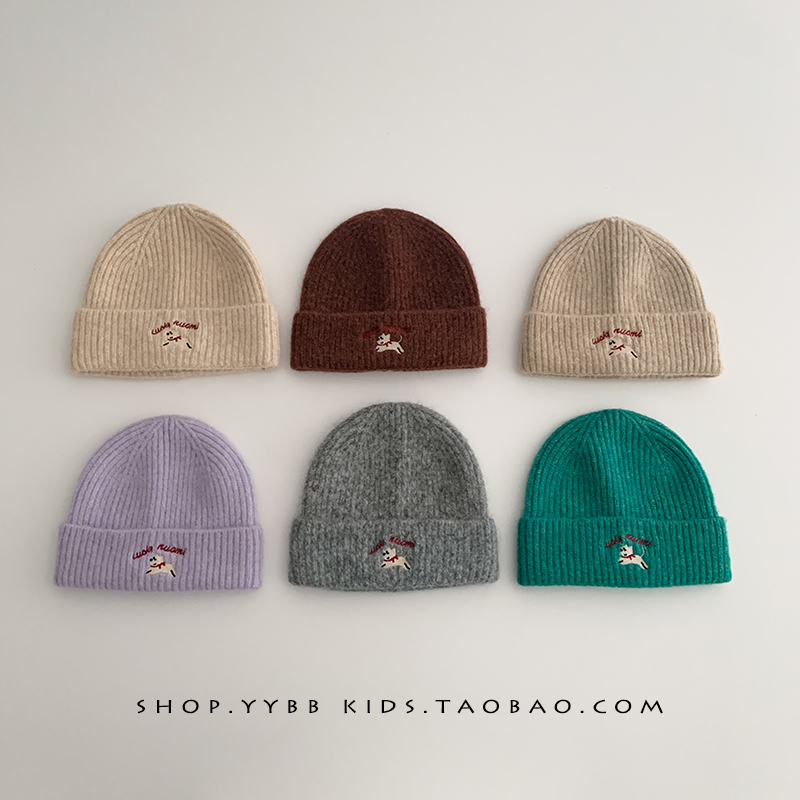 儿童帽子秋冬季保暖加厚针织套头帽男女宝宝出游防风护耳毛线帽潮