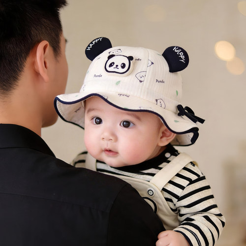 婴儿帽子秋冬款保暖防风可爱卡通可调节渔夫帽男女宝宝小月龄盆帽