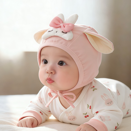 婴幼儿帽子春秋薄款遮阳防晒护囟门包头帽女宝宝小月龄夏纯棉胎帽