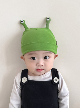 婴儿帽子春秋季可爱纯棉薄款胎帽0-3个月男女宝宝新生幼儿护囟门