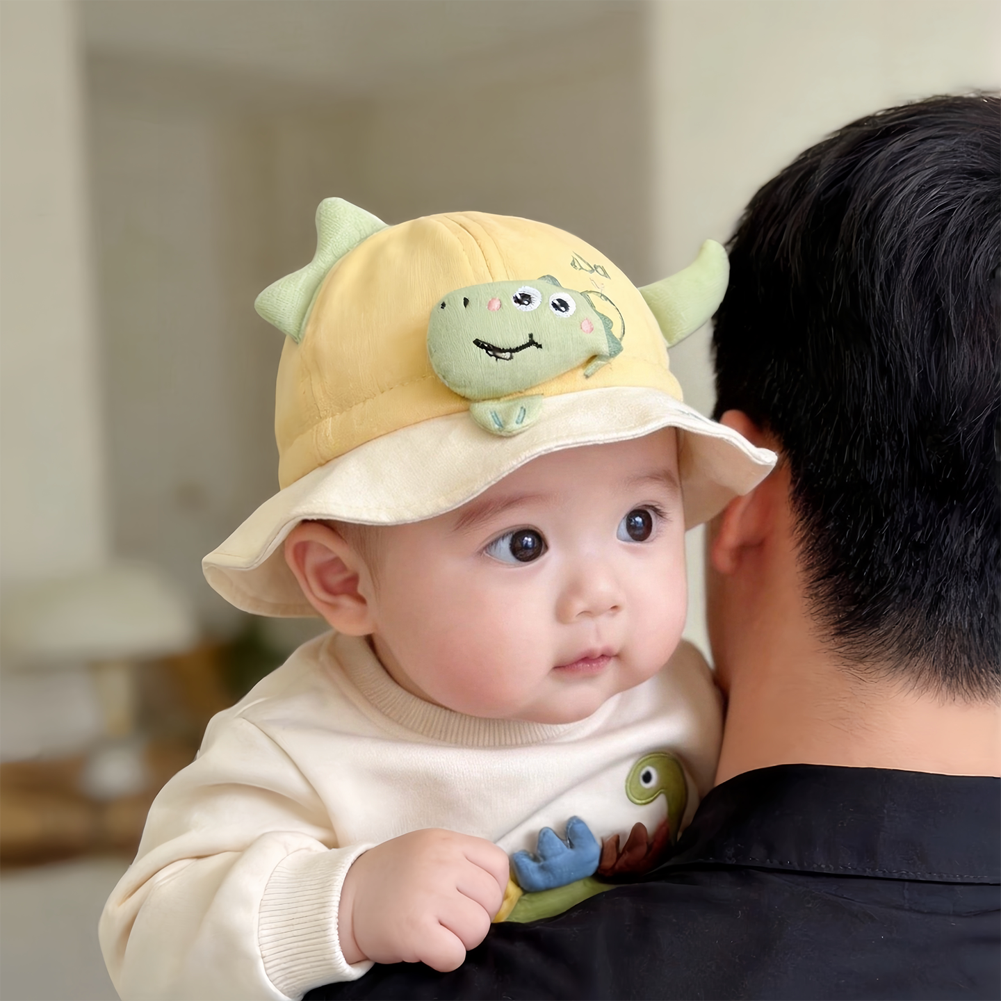 婴儿帽子秋冬款保暖防风可调节渔夫帽男女宝宝小月龄可爱卡通盆帽