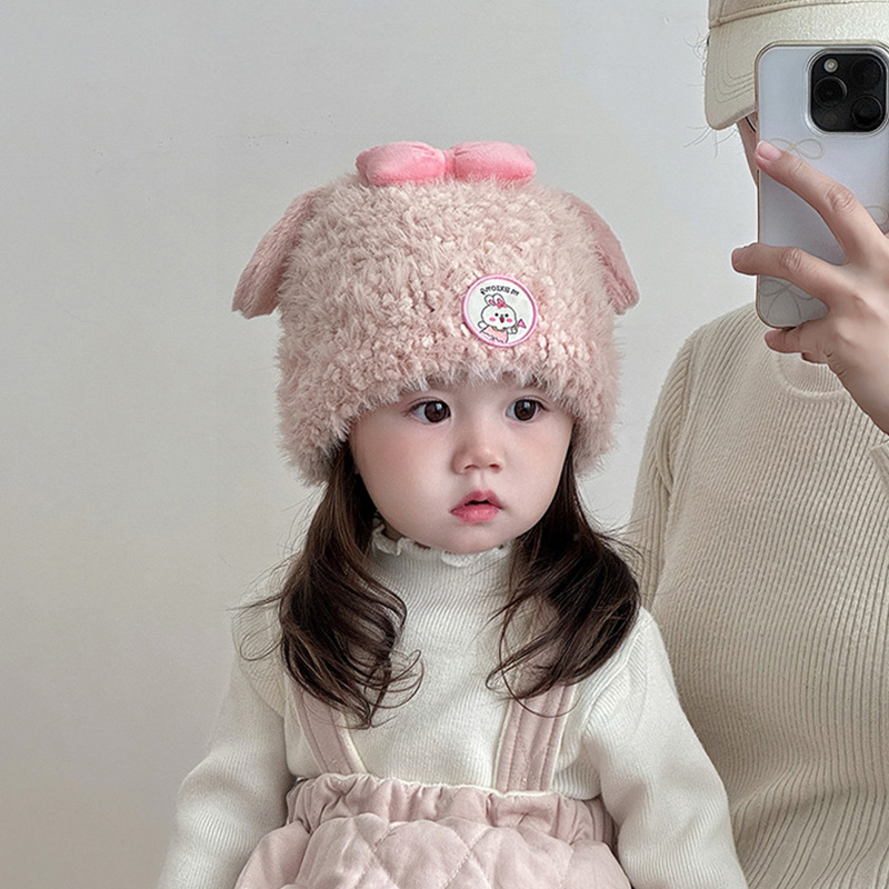 儿童帽子秋冬季保暖加厚套头毛绒帽男女宝宝可爱防风针织毛线帽潮