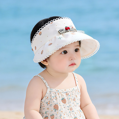 女宝宝遮阳帽子夏季薄款防晒大帽檐空顶帽婴幼儿小月龄鸭舌太阳帽