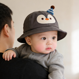 婴儿帽子春秋薄款 盆帽 遮阳防晒渔夫帽男女宝宝可爱卡通小月龄夏季