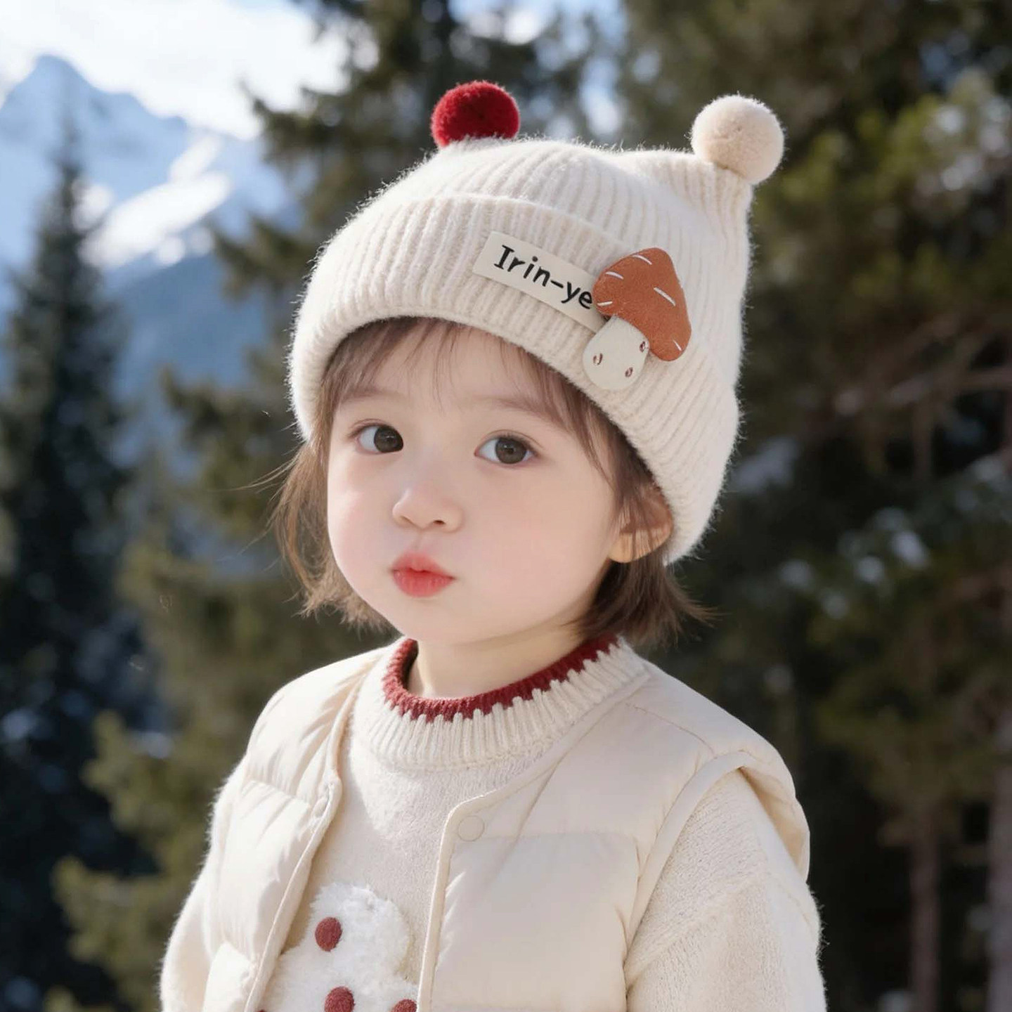 儿童帽子秋冬季保暖加厚针织套头帽男婴女宝宝防风百搭护耳毛线帽