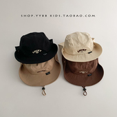 儿童帽子春秋薄款 户外露营帽 遮阳防晒帽大帽檐渔夫帽男女宝宝夏季