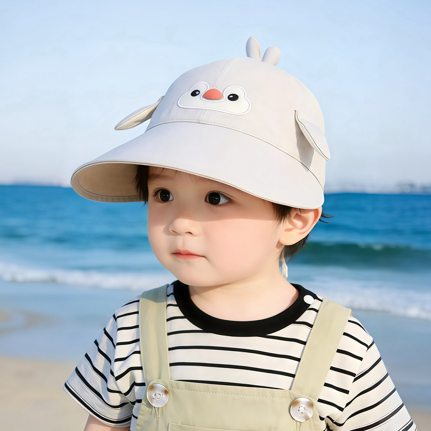 婴儿遮阳帽子春秋薄款防晒大帽檐鸭舌帽男女宝宝可爱夏季棒球帽潮
